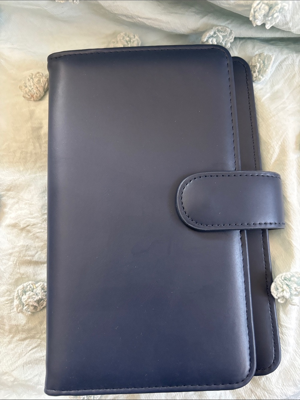 Professional Business Card Folio with Snap Closure Strap - Dark Blue